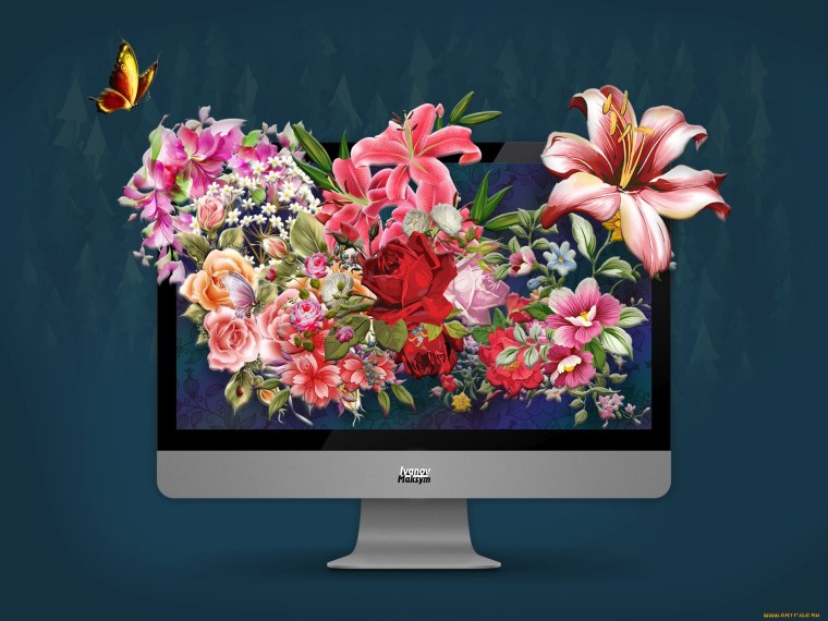 Компьютер в цветах