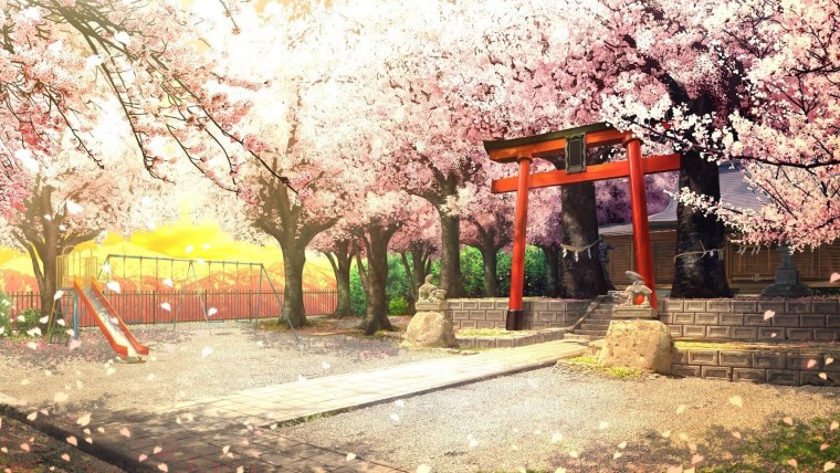 Япония врата тории фон лес