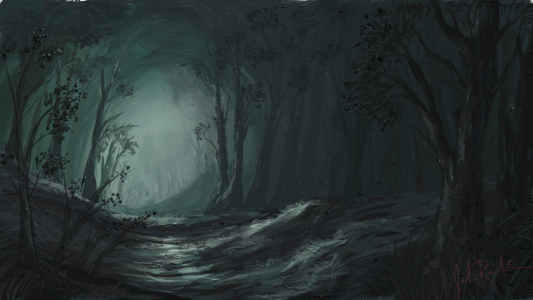 Мрачный лес арты