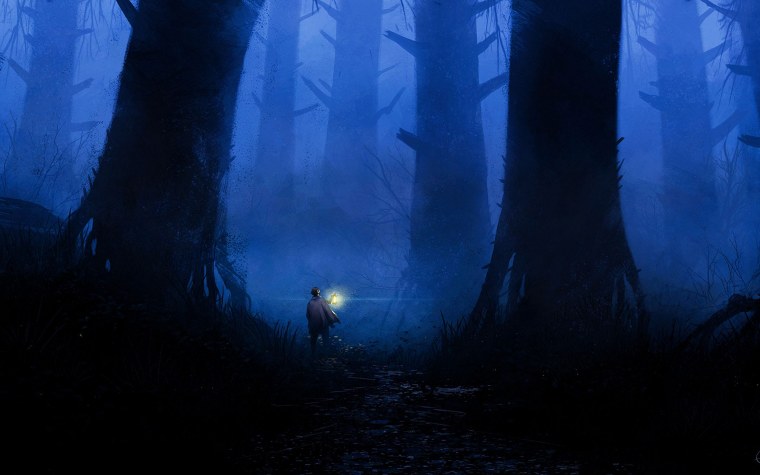 Человек в темном лесу