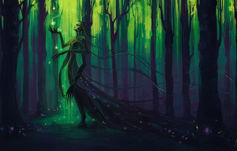 Персонаж на фоне леса