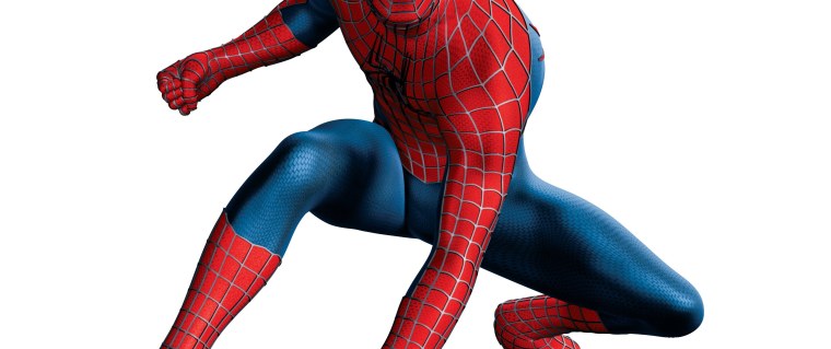 Смешной человек паук белом фоне