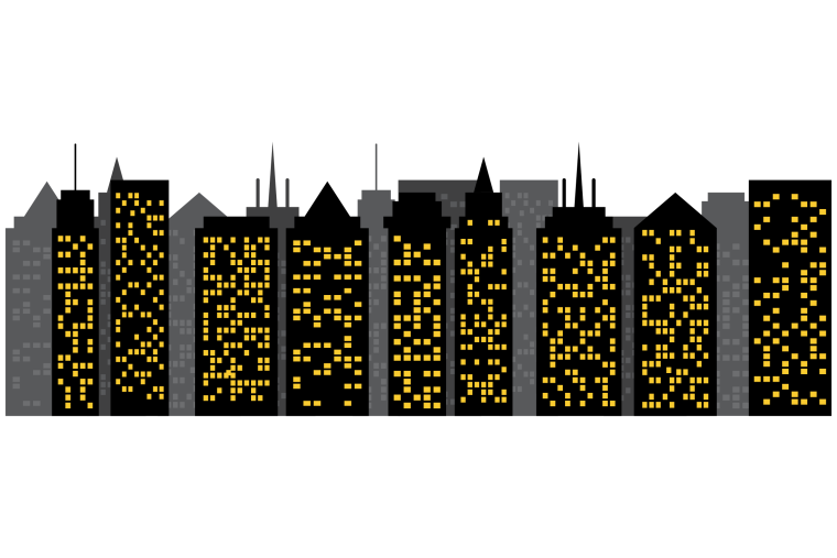 Силуэт города с окнами