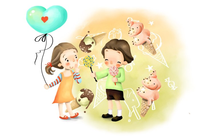 Мальчик и девочка под луной