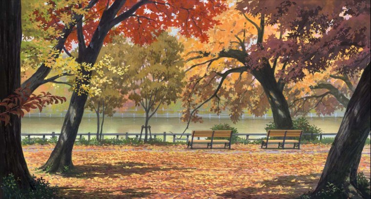 Осенний парк аниме