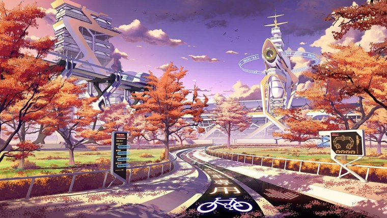 Осенний пейзаж аниме