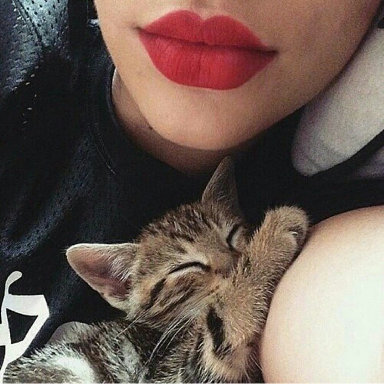 Девушка с кошкой без лица