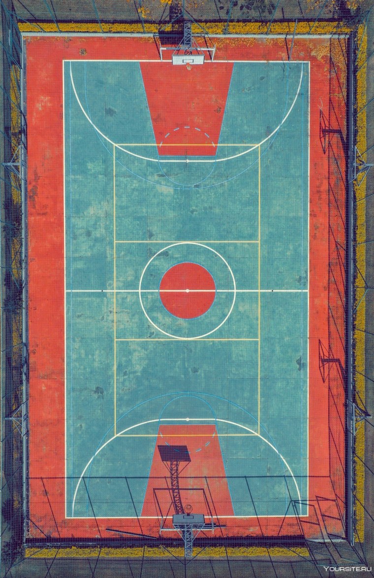 Баскетбольная и волейбольная площадка вид сверху
