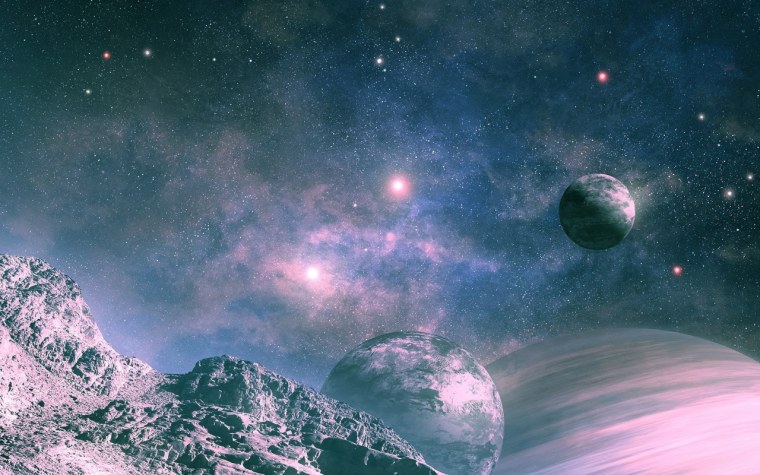 Космическое небо с планетами