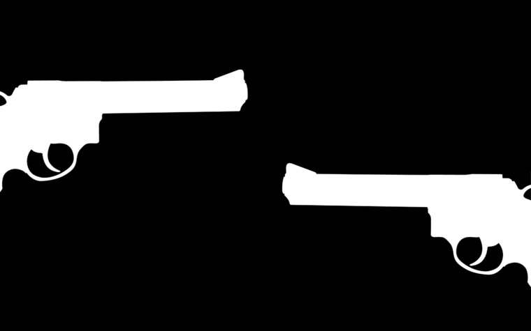 Белый пистолет на черном фоне