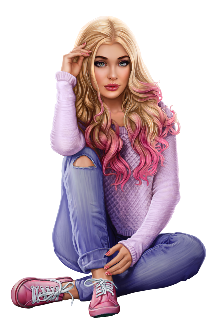 Нарисованная девушка с цветами