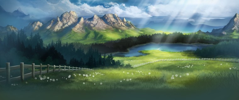 День пейзаж горы аниме