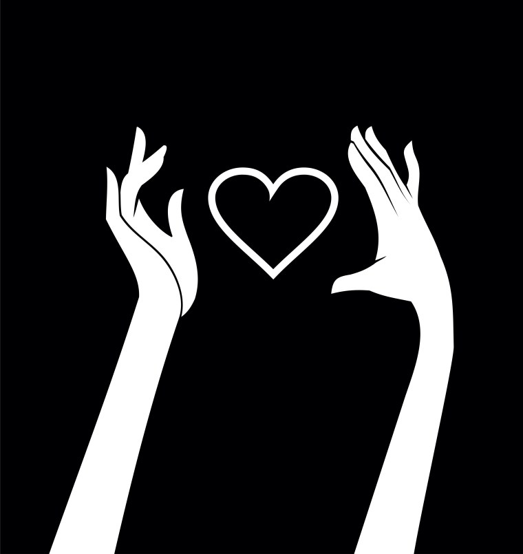 Парное сердечко на черном фоне