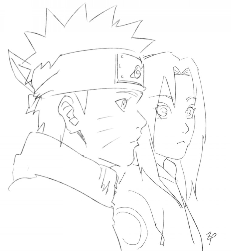 Наруто Саске Сакура Какаши карандашом