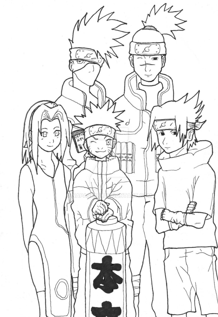 Раскраска Наруто команда 7