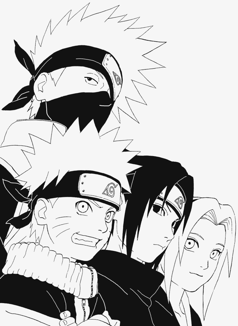 Рисование Наруто Саске и Какаси