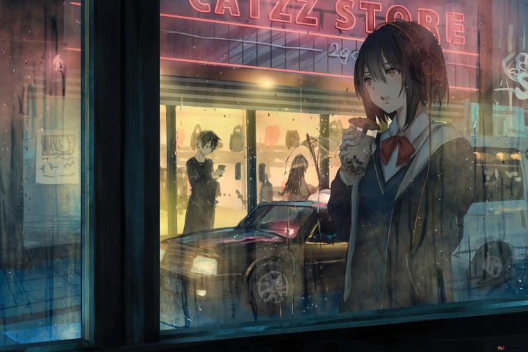 Отражение девушки в витрине