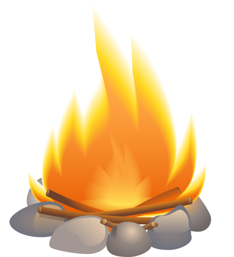 Костер на прозрачном фоне