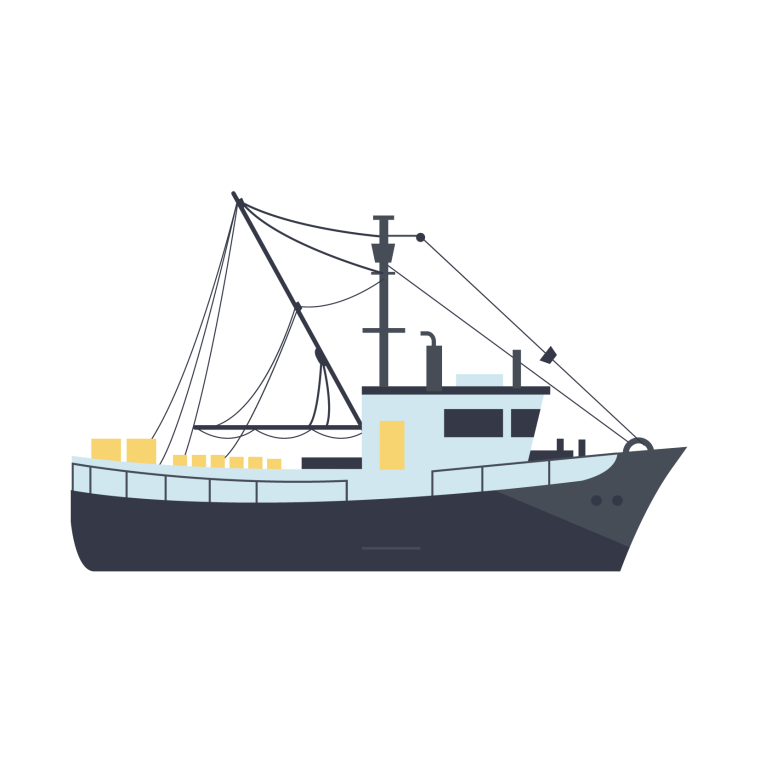Рыболовный траулер вектор