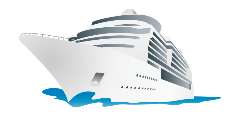 Пассажирский корабль на белом фоне