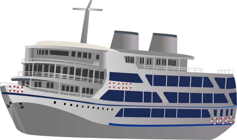 Теплоход на белом фоне