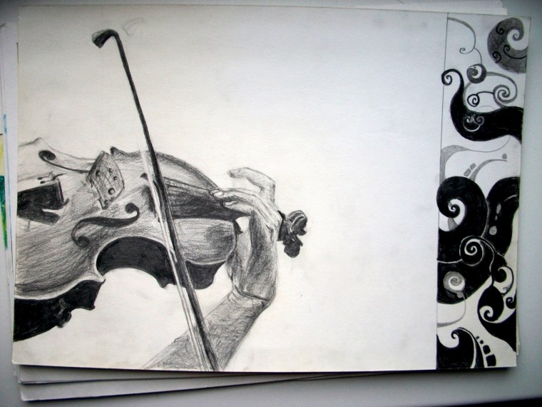 Скрипачка акварель