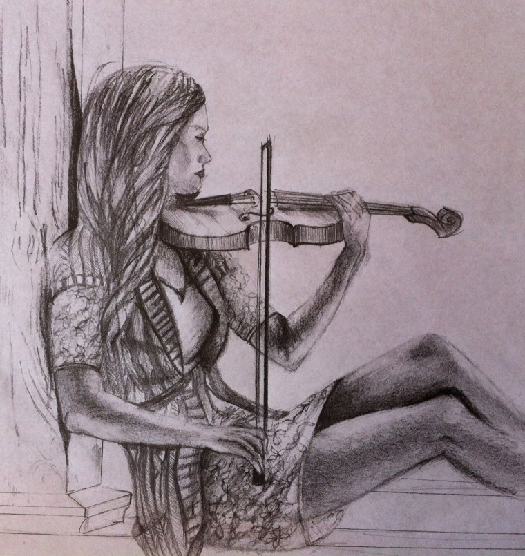 Уличный скрипач живопись