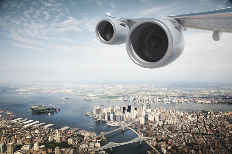 Нью Йорк из иллюминатора самолета