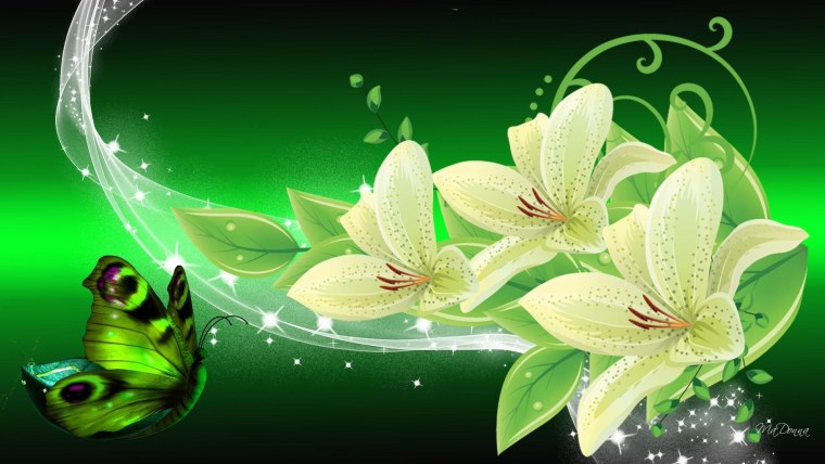 Открытка в зеленых тонах