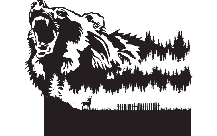 Медведь контурный эскиз