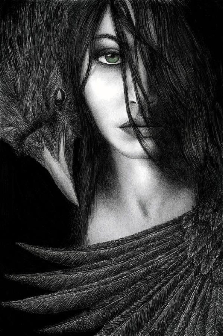 Девушка с вороном