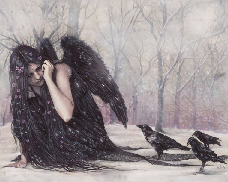 Девушка с вороном