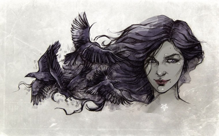 Девушка с вороной