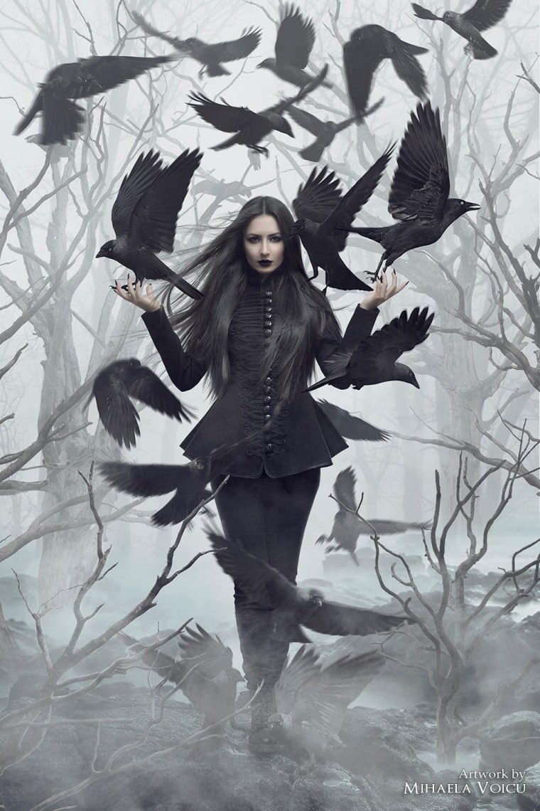 Красивая ведьма с вороном