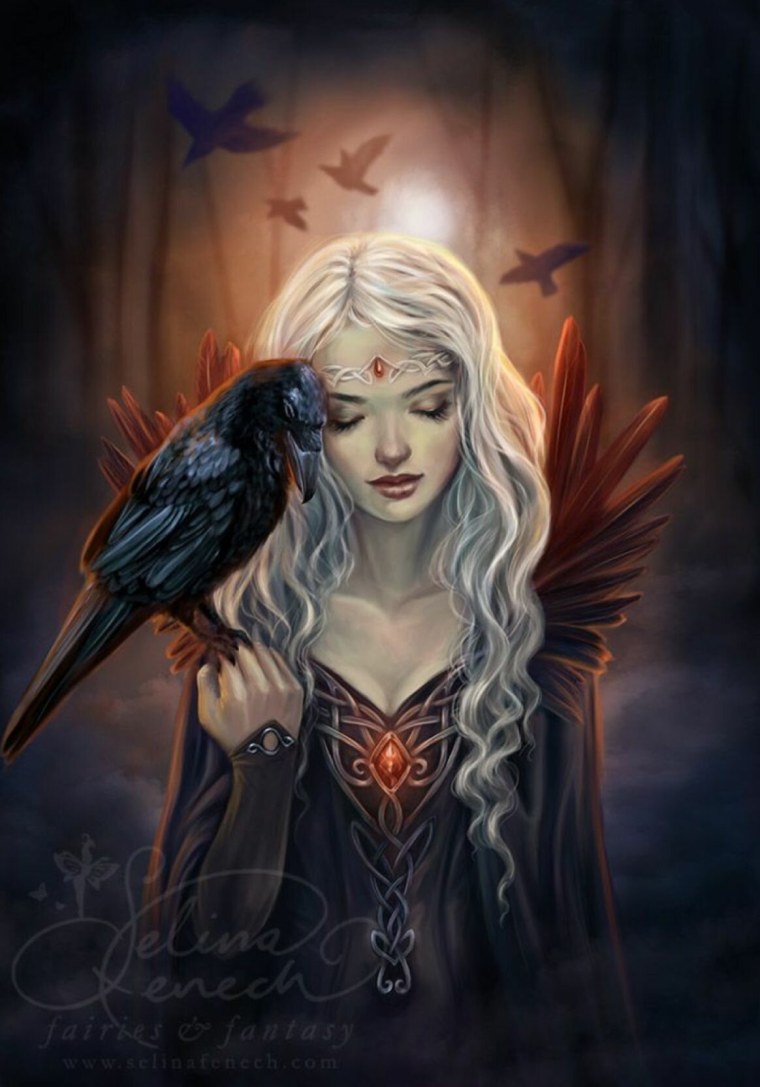 Девушка с вороном