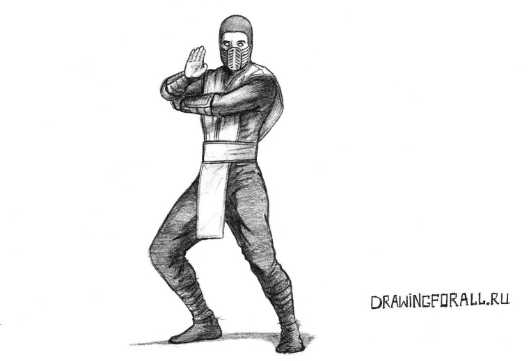 Как нарисовать мортал комбат Скорпион