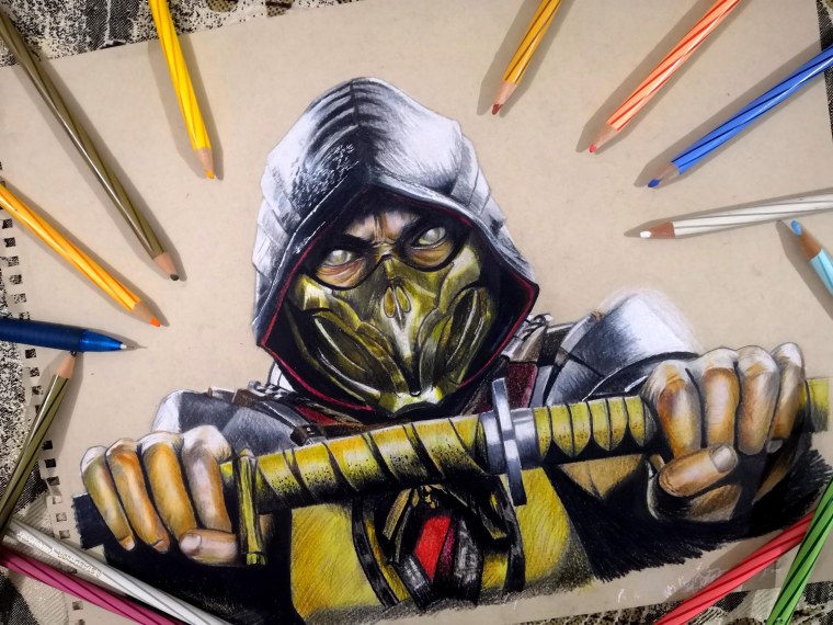 Раскраска мортал комбат саб Зиро