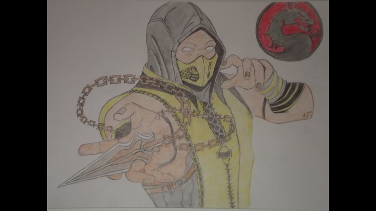 Скорпион из мортал комбат рисунок карандашом