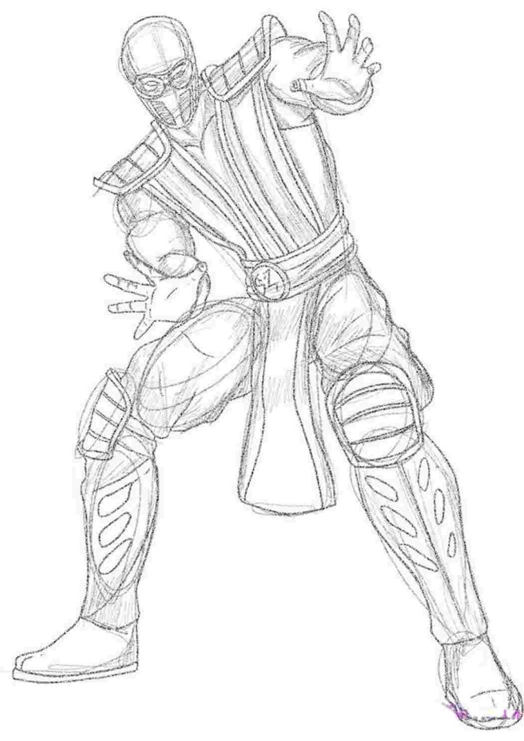 Рисунок саб Зиро из мортал комбат 11