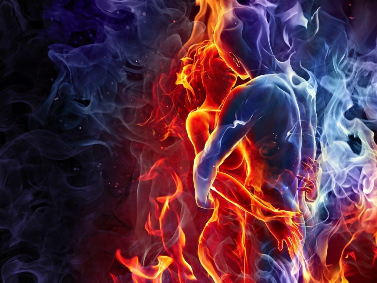 Огонь синий и красный