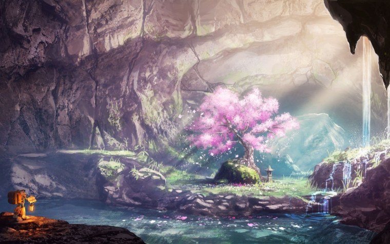 Озеро в пещере фэнтези