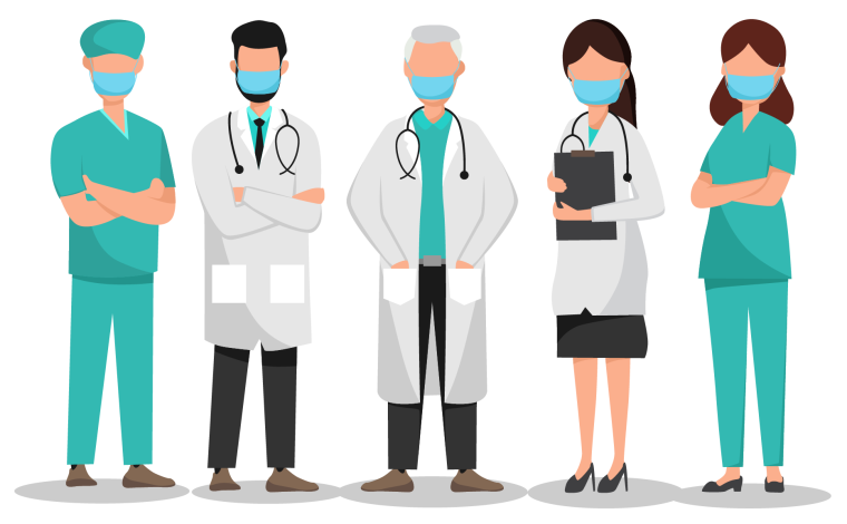 Медики на белом фоне