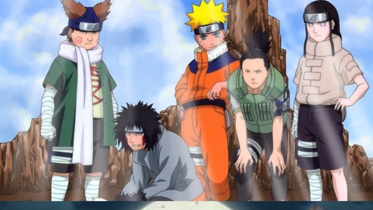 Наруто Шикамару Неджи Киба и Чоджи Саске
