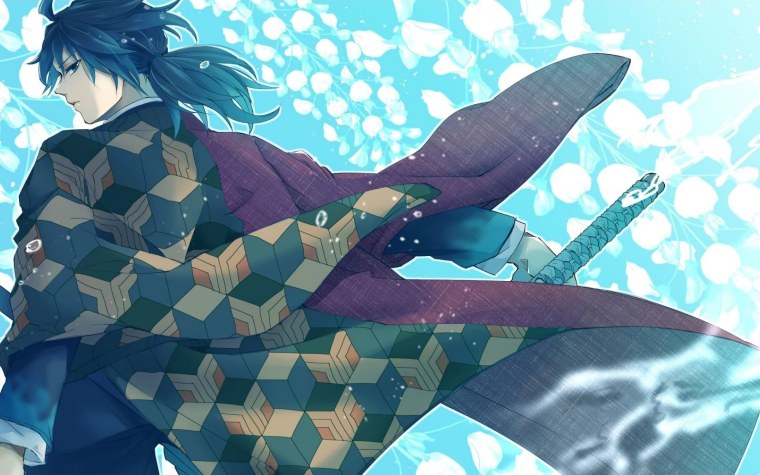 Клинок рассекающий демонов Гио Томиока арт