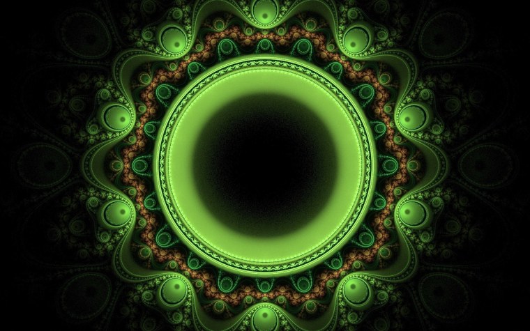 Зеленый узор на черном фоне