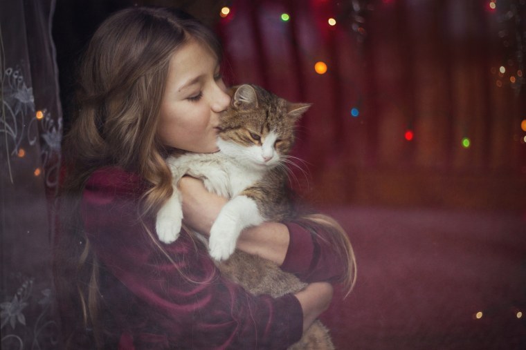 Девочка с котом на руках