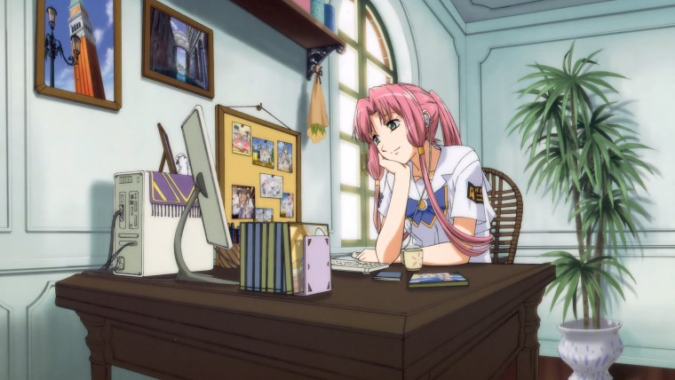 Аниме девочка за столом