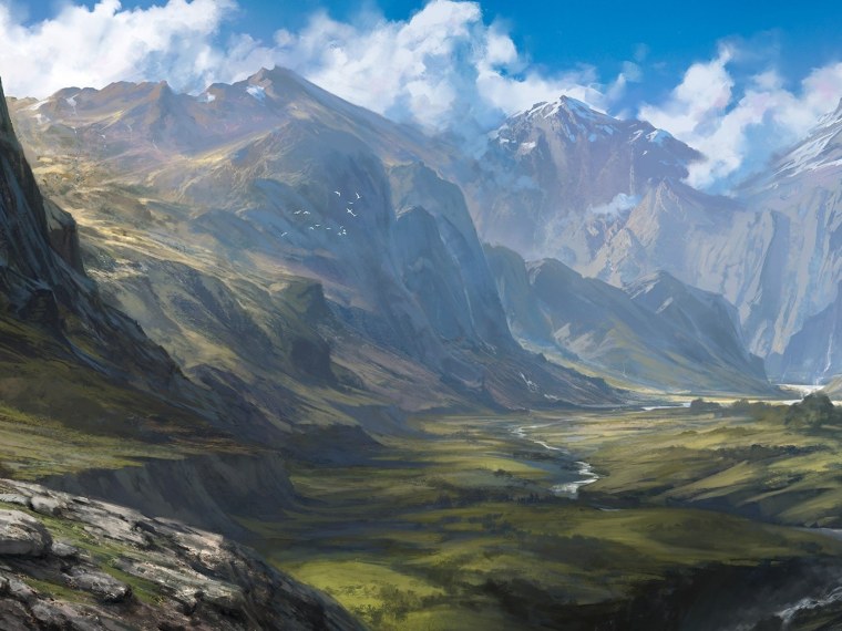 Горное ущелье арт фэнтези