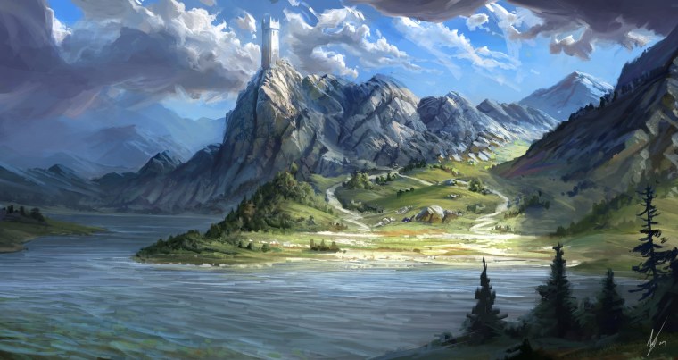 Озеро в горах арт