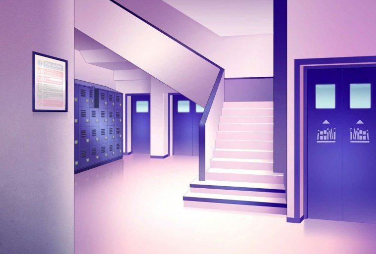 Коридор школы аниме